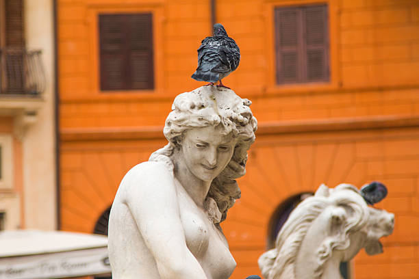 istock Pigeon on the statue on Navona Square in Rome, Italy 614965424