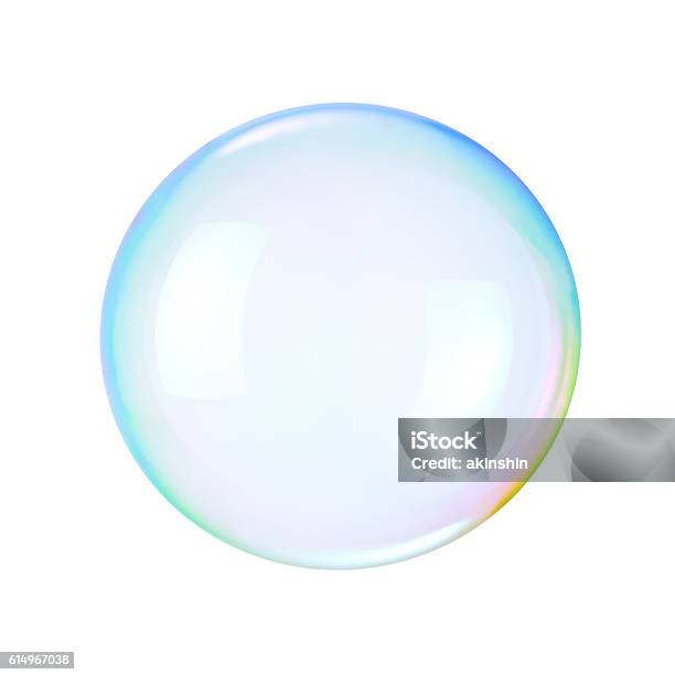 Soap Bubble On A White Background Stock Photo - Download Image Now - Bubble Wand, Bubble, White Background