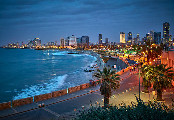 istock Waterfront of Tel Aviv. Night view from Jaffa. 614969078