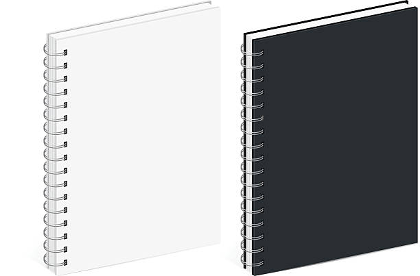 빈 나선형 노트북 템플릿 - book open textbook white background stock illustrations