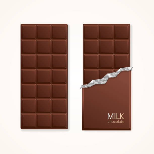 illustrazioni stock, clip art, cartoni animati e icone di tendenza di confezione di cioccolato al latte vuota. vettore - chocolate chocolate candy backgrounds brown