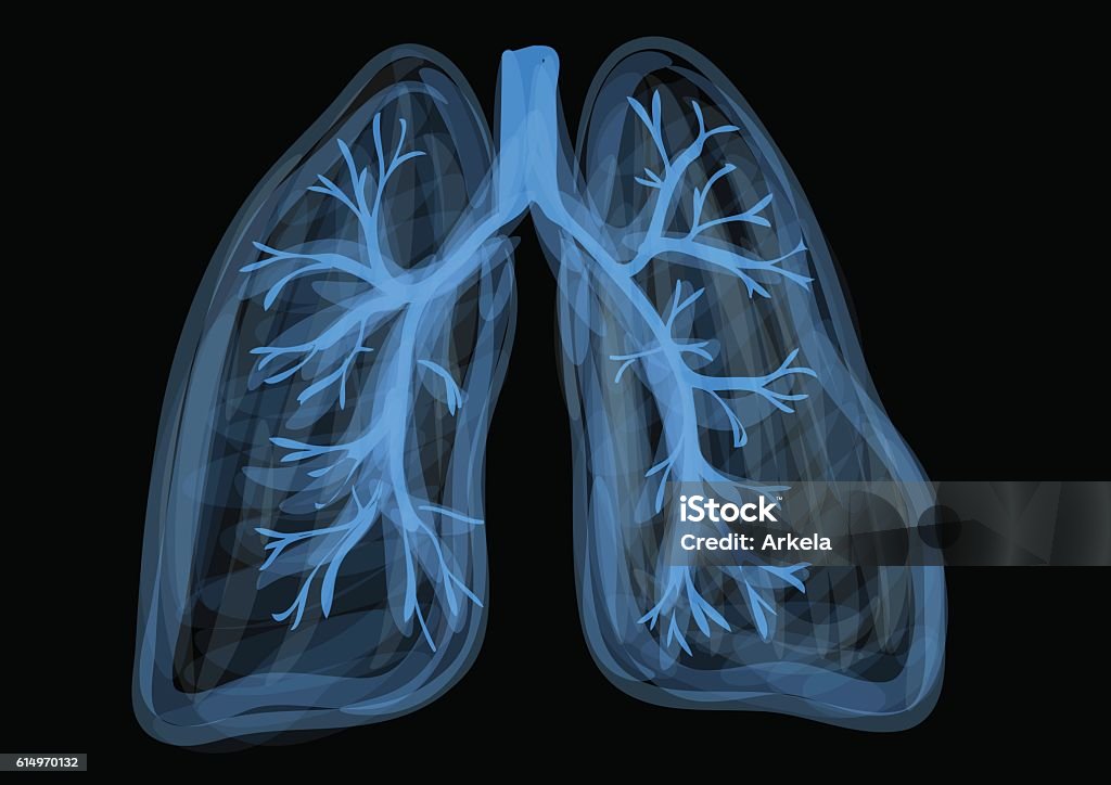 lungs lungs. blue abstract respiratory organ on black background Illustration stock vector