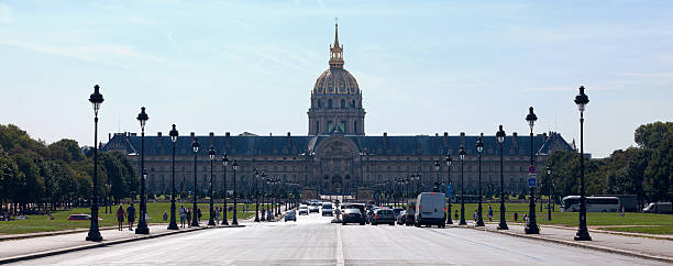 Paris, France - September 01 2016: Les Invalides is a complex of buildings in the 7th arrondissement of Paris, containing museums and monuments, all relating to the military history of France, as well as a hospital and a retirement home for war veterans, the building's original purpose.