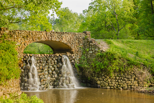 Waterfall Bridge at Reynolda Gardens in Winston-Salem, North Carolina.
