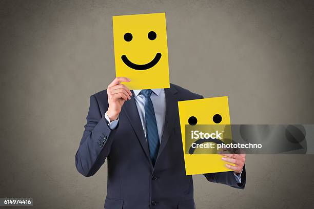 Smile Face Drawing On Cardboard Stock Photo - Download Image Now - Positive Emotion, Motivation, Happiness