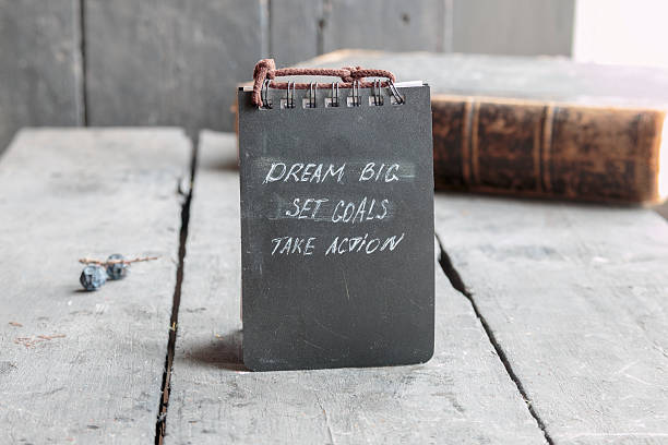 Dream Big Set Goals Take Action, Inspirational Business quote. stock photo
