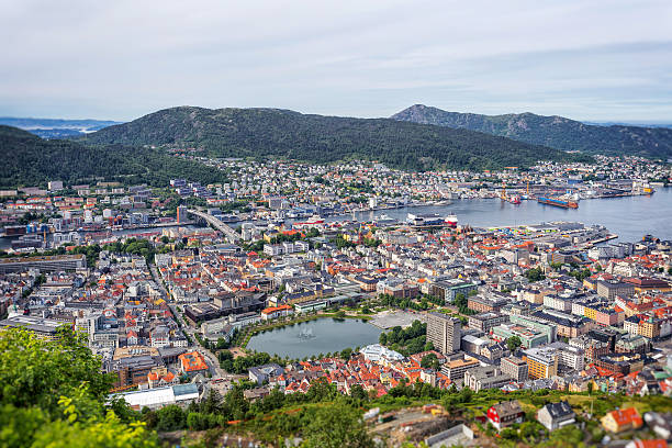 istock View on Bergen and harbor from the mountain 614976350