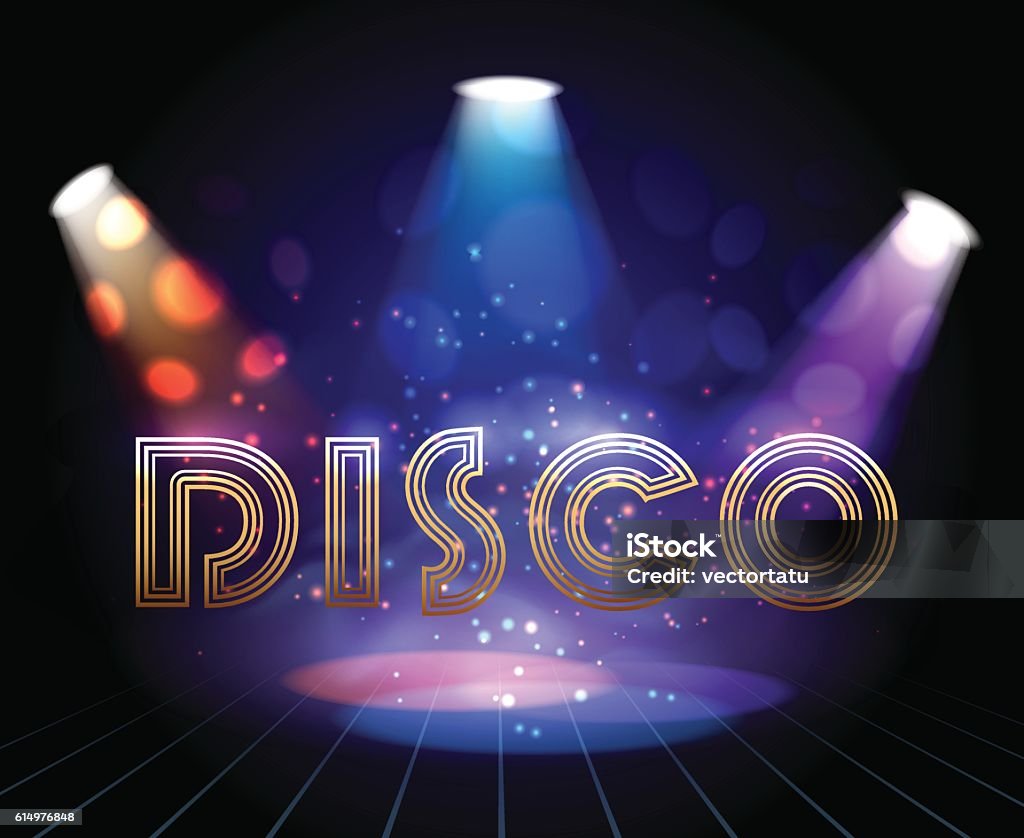 Disco background with spotlights Vector disco background with spotlights for dance show invitation or party flyer template Disco Dancing stock vector