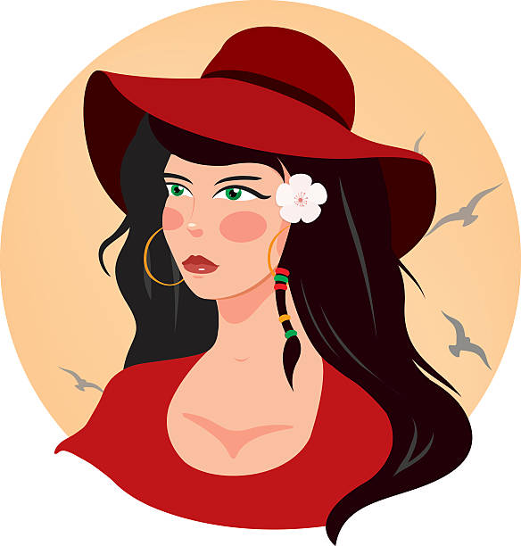 seksowna dziewczyna z czerwonym kapeluszem - quean stock illustrations