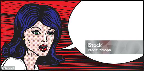 Pop Art Woman Emotional Speech Stock Illustration - Download Image Now - Comic Book, Pop Art, Blank