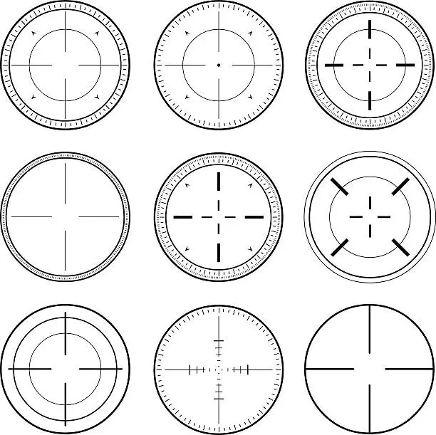 Vector illustration of Sniper Scope Target Ink Set