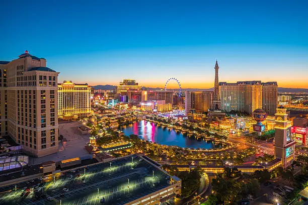 LAS VEGAS, USA - JULY 14 : World famous Vegas Strip in Las Vegas, Nevada as seen at night on July 14, 2016 in Las Vegas, USA