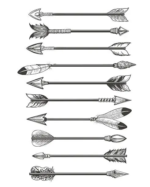 Vector illustration of Hand drawing ethnic arrows