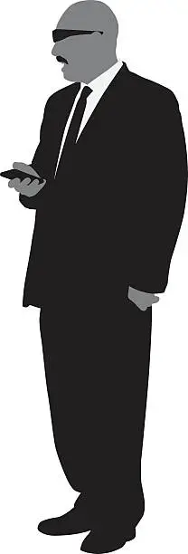 Vector illustration of Man In Suit Holding Smart Phone