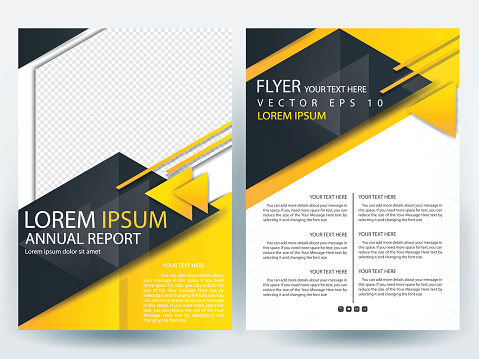 Black and Yellow  flyer Brochure Template design of annual report  with  layout size A4 , Vector illustration