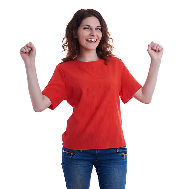 istock Smiling young woman over white isolated background 614995846