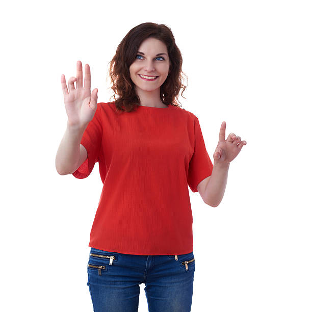 istock Smiling young woman over white isolated background 614996312