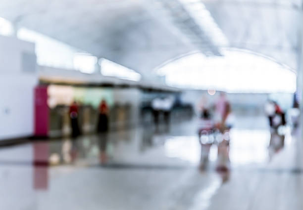 istock Abstract blur airport interior for background at Hong Kong 614997520