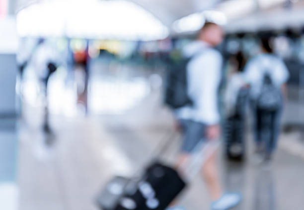 istock Abstract blur airport interior for background at Hong Kong 614997570