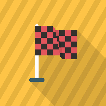 Checkered flag icon, Vector flat long shadow design. Racing concept.