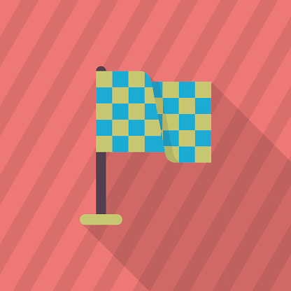 Checkered flag icon, Vector flat long shadow design. Racing concept.