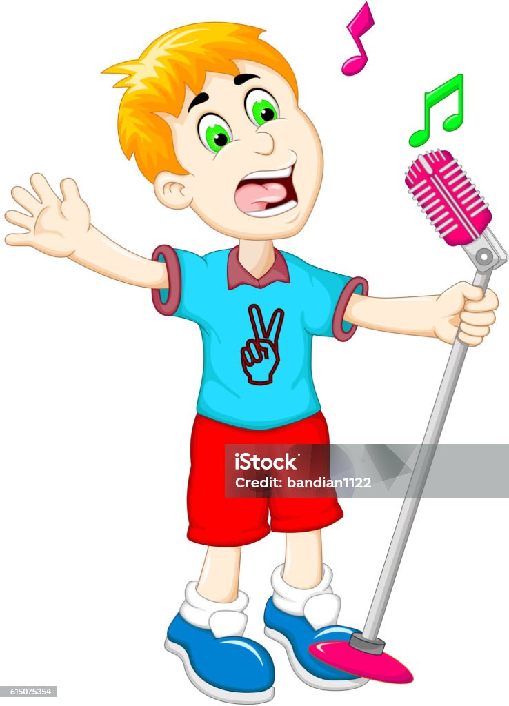 Funny Little Boy Cartoon Singing Stock Illustration - Download Image Now -  Clip Art, Karaoke, Abstract - iStock