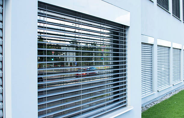 istock Curtains, blinds on the windows outside the establishment 615076078