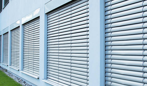 istock Curtains, blinds on the windows outside the establishment 615076164