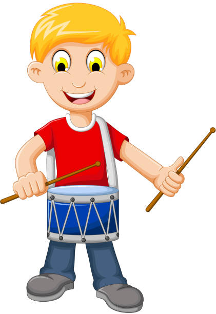Funny Boy Cartoon Playing Drum Stock Illustration - Download Image Now -  Arts Culture and Entertainment, Boys, Cartoon - iStock