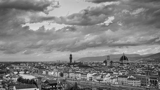 old town of florence in Black and white color
