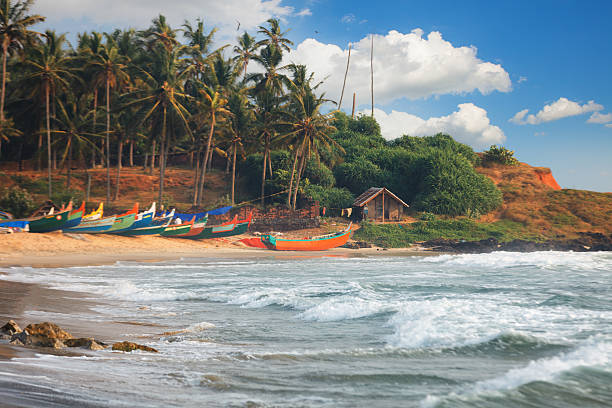 istock Beautiful black beach in Varkala, Kerala, India 615078290