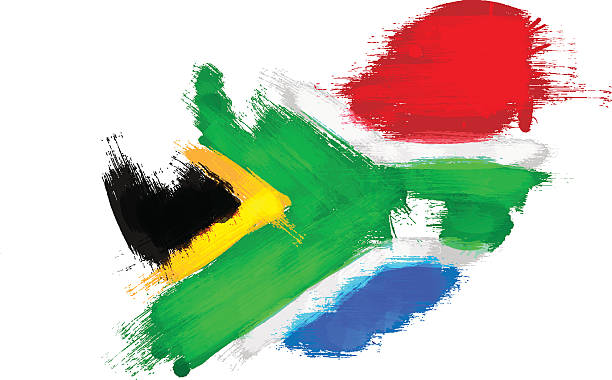 istock Grunge map of South Africa with South African flag 615078372