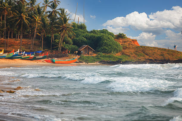 istock Beautiful black beach in Varkala, Kerala, India 615078564