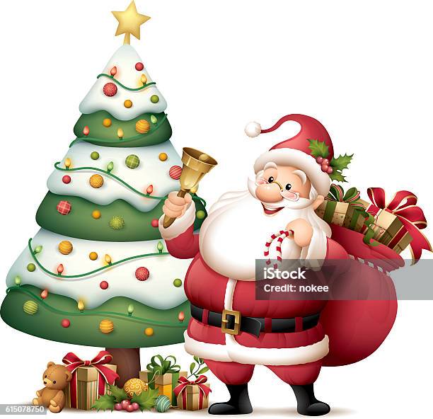 Vetores de Papai Noel Com Árvore De Natal e mais imagens de Papai Noel - Papai  Noel, Natal, Ilustração e Pintura - iStock