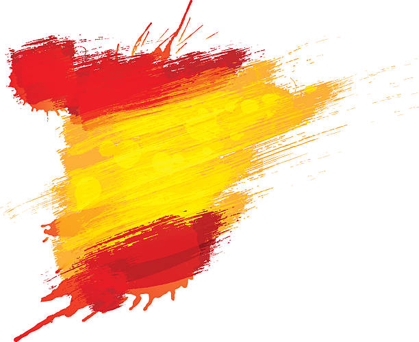 스페인 국기와 스페인의 그런지지도 - spain stock illustrations