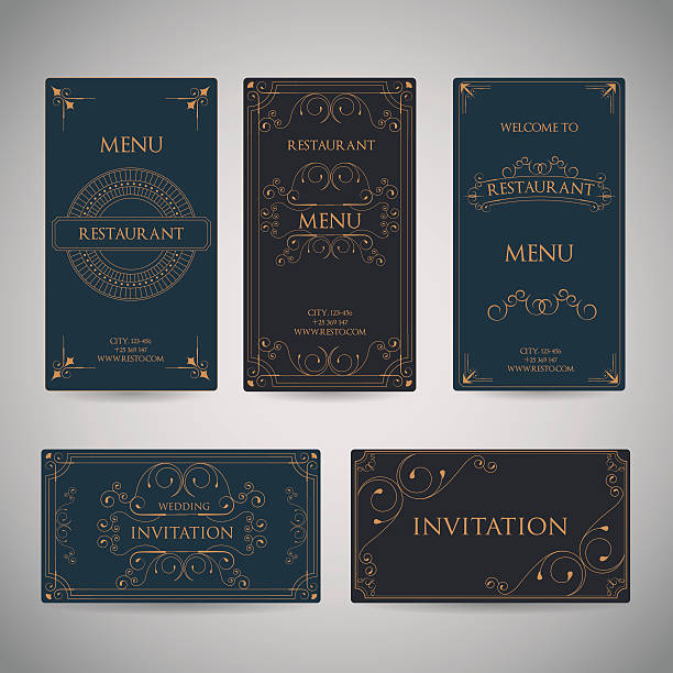 Set Of Vintage Luxury Greeting Restaurant Menu Design Template vector art illustration