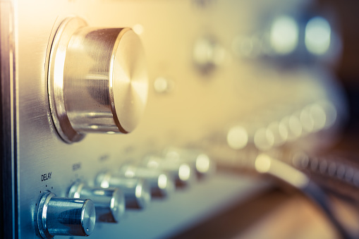 volume control knob of vintage hi-fi amplifier