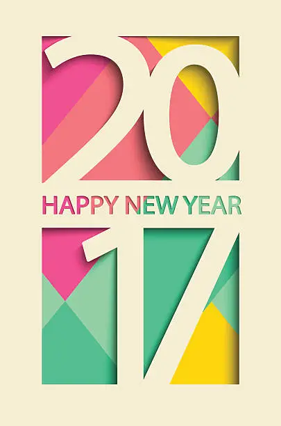 Vector illustration of New 2017 year greeting card. Vector.