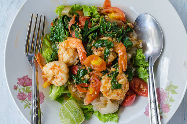 istock Fried shrimp noodles Ready to eat 615083316