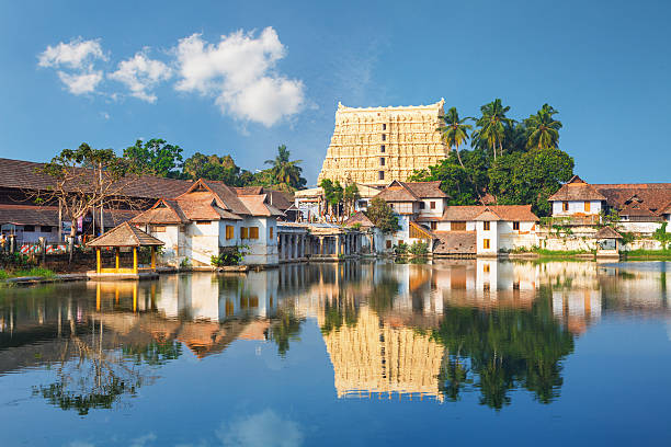 Sri Padmanabhaswamy temple in Trivandrum Kerala India Thiruvananthapuram, India - Padmanabhaswamy temple was built in the Dravidian style and principal deity Vishnu is enshrined in it. dravidian culture photos stock pictures, royalty-free photos & images