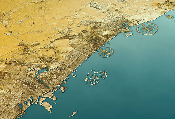 istock Dubai 3D Landscape View North-South Natural Color 615083764