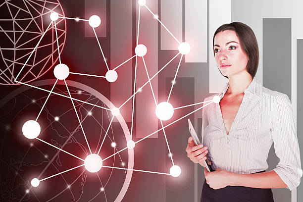 istock Young business woman with laptop 615083880