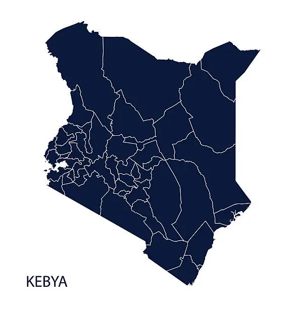 Vector illustration of Map of Kenya.