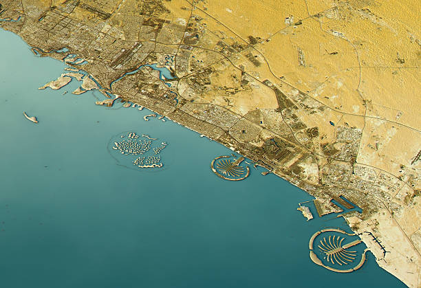istock Dubai 3D Landscape View West-East Natural Color 615084190