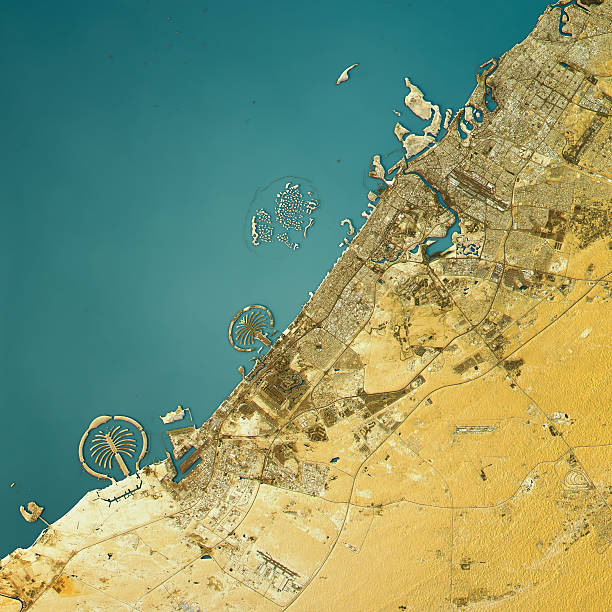 Dubai Topographic Map Natural Color Top View