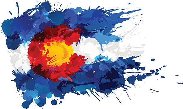 Vector illustration of Flag of Colorado made of colorful splashes