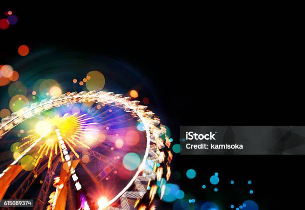 Ferris Wheel Background With Bokeh Effects Stock Photo - Download Image Now - Traveling Carnival, Backgrounds, Ferris Wheel