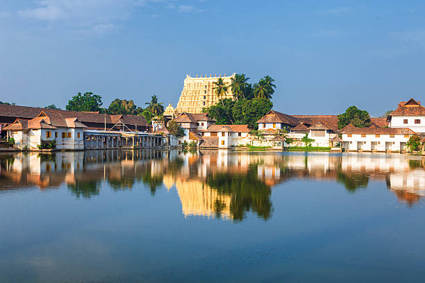 Sri Padmanabhaswamy temple in Trivandrum Kerala India Thiruvananthapuram, India - Padmanabhaswamy temple was built in the Dravidian style and principal deity Vishnu is enshrined in it. blue brothers stock pictures, royalty-free photos & images