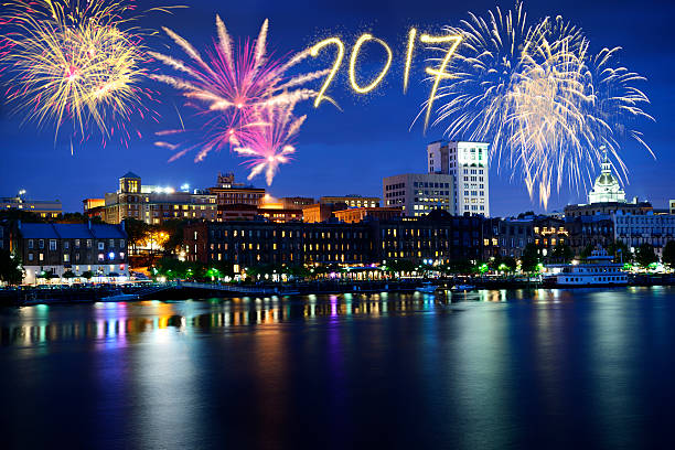 istock New Year 2017 fireworks over Savannah 615091600
