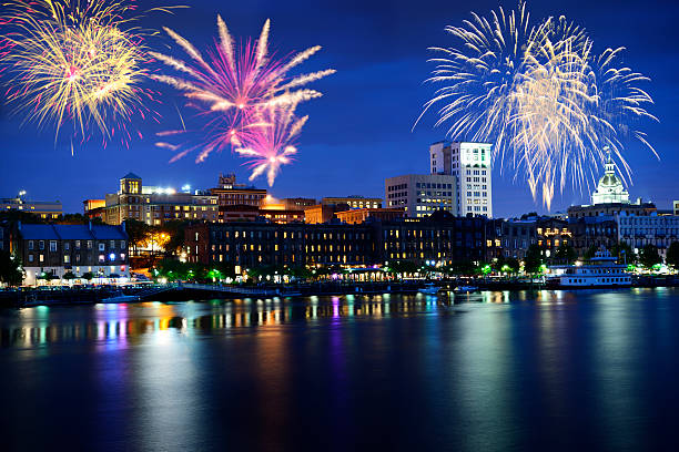 istock New Year Fireworks over Savannah 615092250